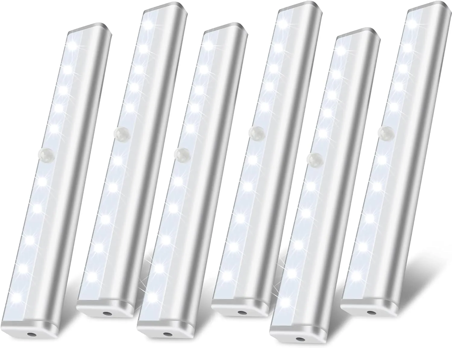 Under Cabinet Lights, 10LED Battery Motion Sensor Light Indoor Magnetic Stick-Anywhere Closet Lights for Stair Kitchen Wardrobe Hallway(6 Pack)