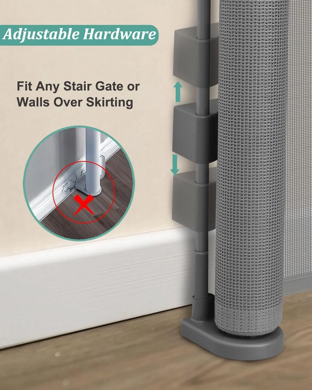 Upgrade 59" Retractable Baby Gates with Reinforced Strip Design to Prevent Crawling Through, 34" Tall Retractable Gate for Baby and Pet, 5 FT Baby Gates for Stairs, Doorways, Hallways