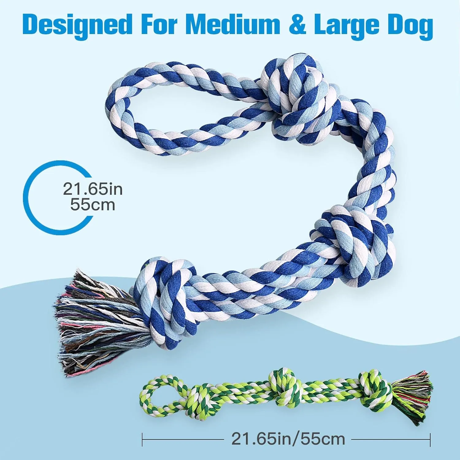 UPSKY Dog Rope Toys 2 Nearly Indestructible Dog Toys, Dog Toy for Medium to Large Breed, Dental Cleaning Chew Toys, Dog Tug Toy for Boredom, Dog Teething Toys, Dog Rope Toy for Aggressive Chewers