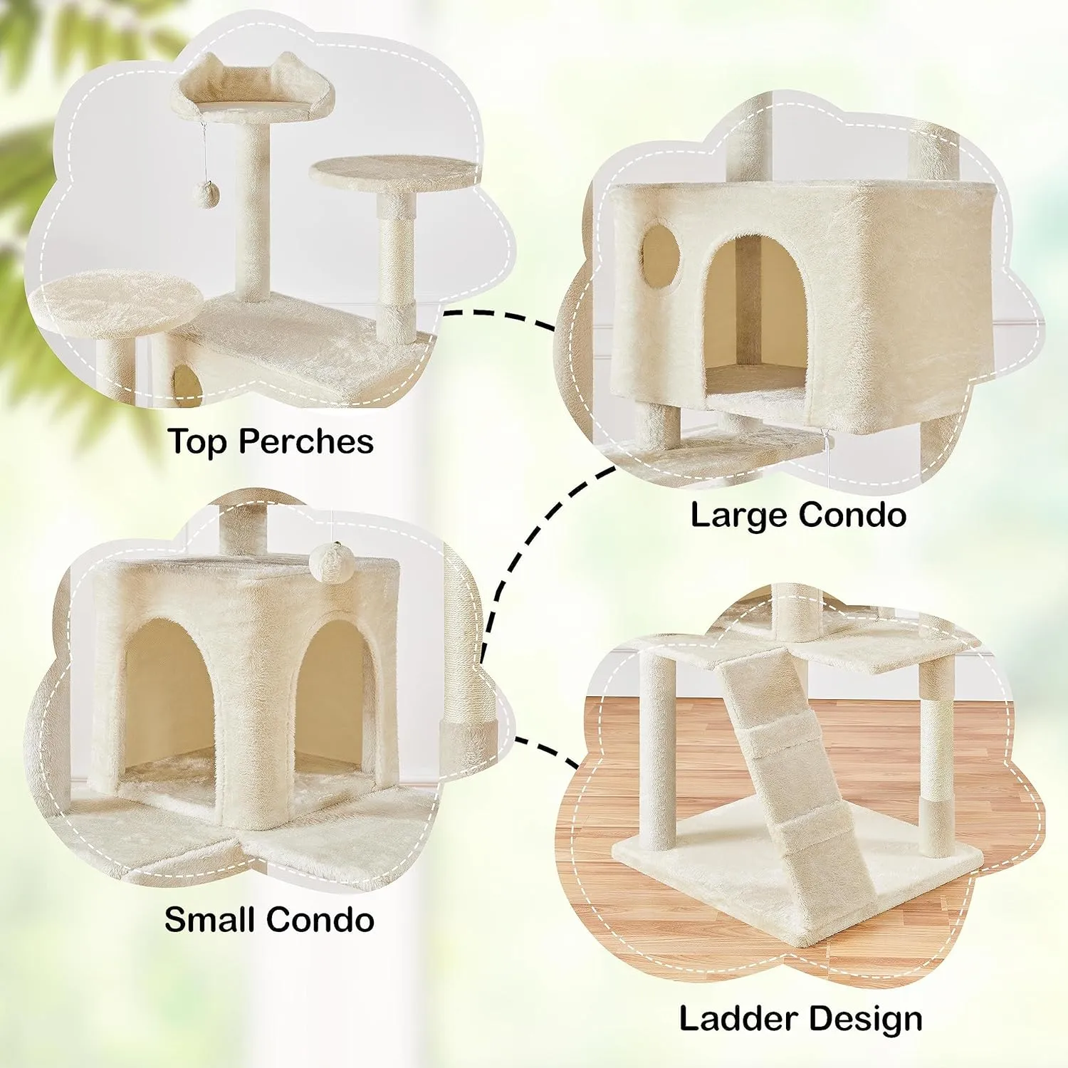 Yaheetech XL Cat Tree, 80in Multi-Level Tower w/Scratching Posts, Double Condo, Perched Platforms & Dangling Balls, Cat Stand House for Kittens