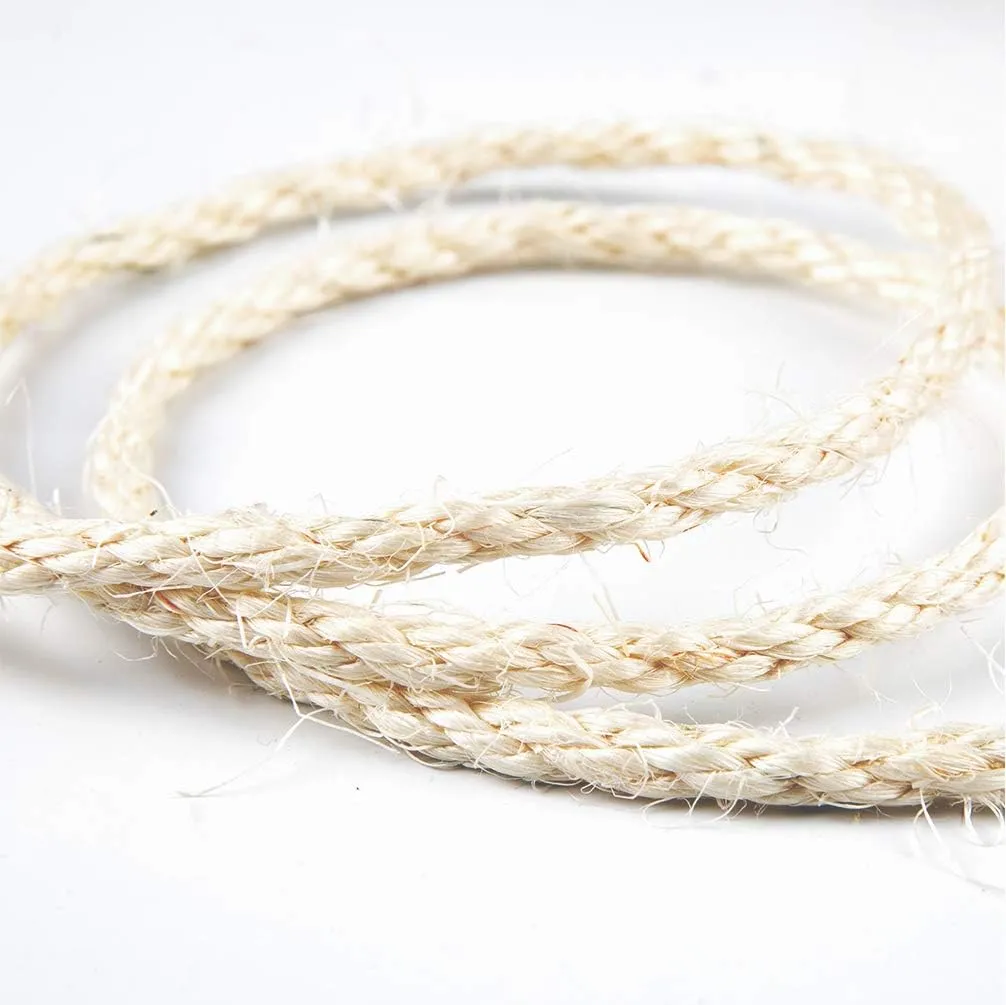 Yangbaga Sisal Rope for Cats 66FT, Hemp Rope for Scracthing Post Replacement, Odor Free 1/4in Diameter, Come with a Play Ball