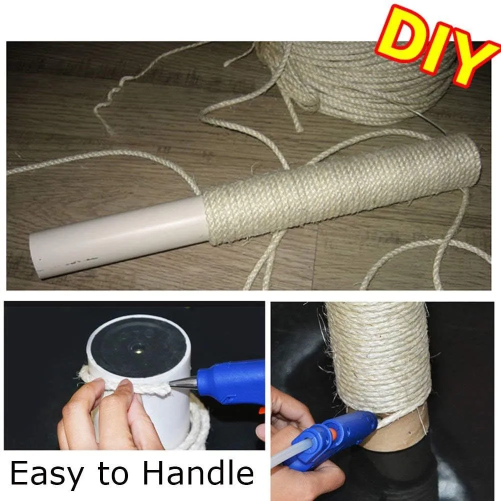 Yangbaga Sisal Rope for Cats 66FT, Hemp Rope for Scracthing Post Replacement, Odor Free 1/4in Diameter, Come with a Play Ball