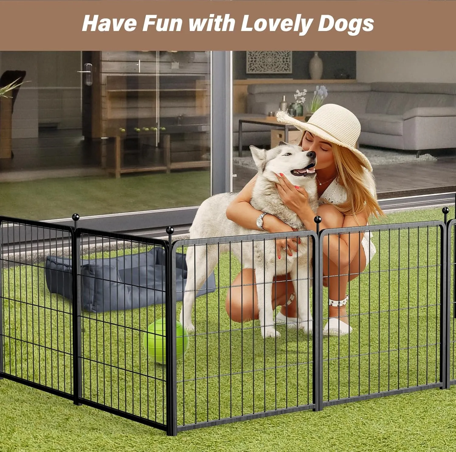 YSSOA Dog Playpen Indoor, Puppy Playpen Indoor Outdoor for Yard, Camping, RV, 24" Height 8 Panels Heavy Duty Dog Pen for Puppies/Small Dogs, Black