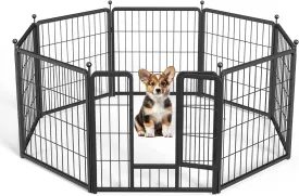 YSSOA Dog Playpen Indoor, Puppy Playpen Indoor Outdoor for Yard, Camping, RV, 24" Height 8 Panels Heavy Duty Dog Pen for Puppies/Small Dogs, Black