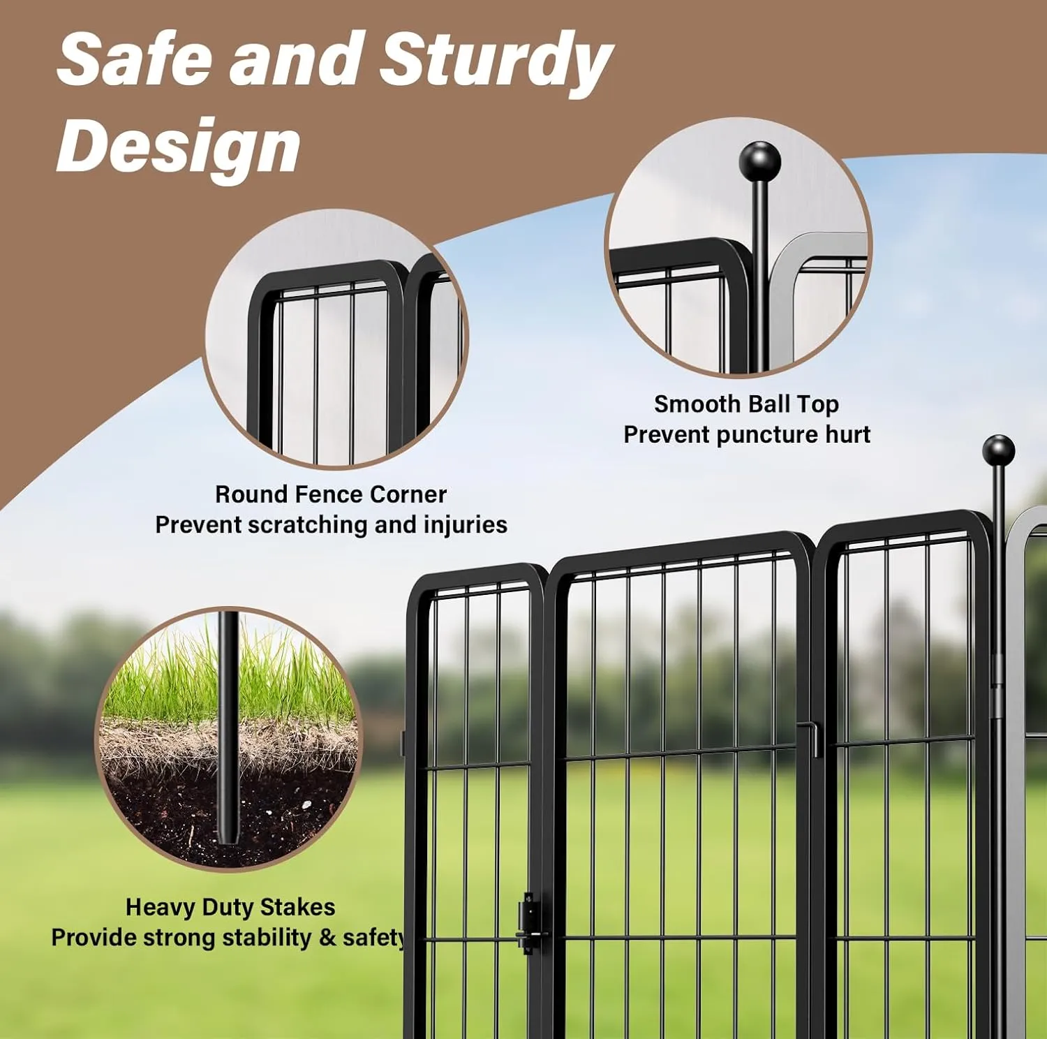 YSSOA Dog Playpen Indoor, Puppy Playpen Indoor Outdoor for Yard, Camping, RV, 24" Height 8 Panels Heavy Duty Dog Pen for Puppies/Small Dogs, Black